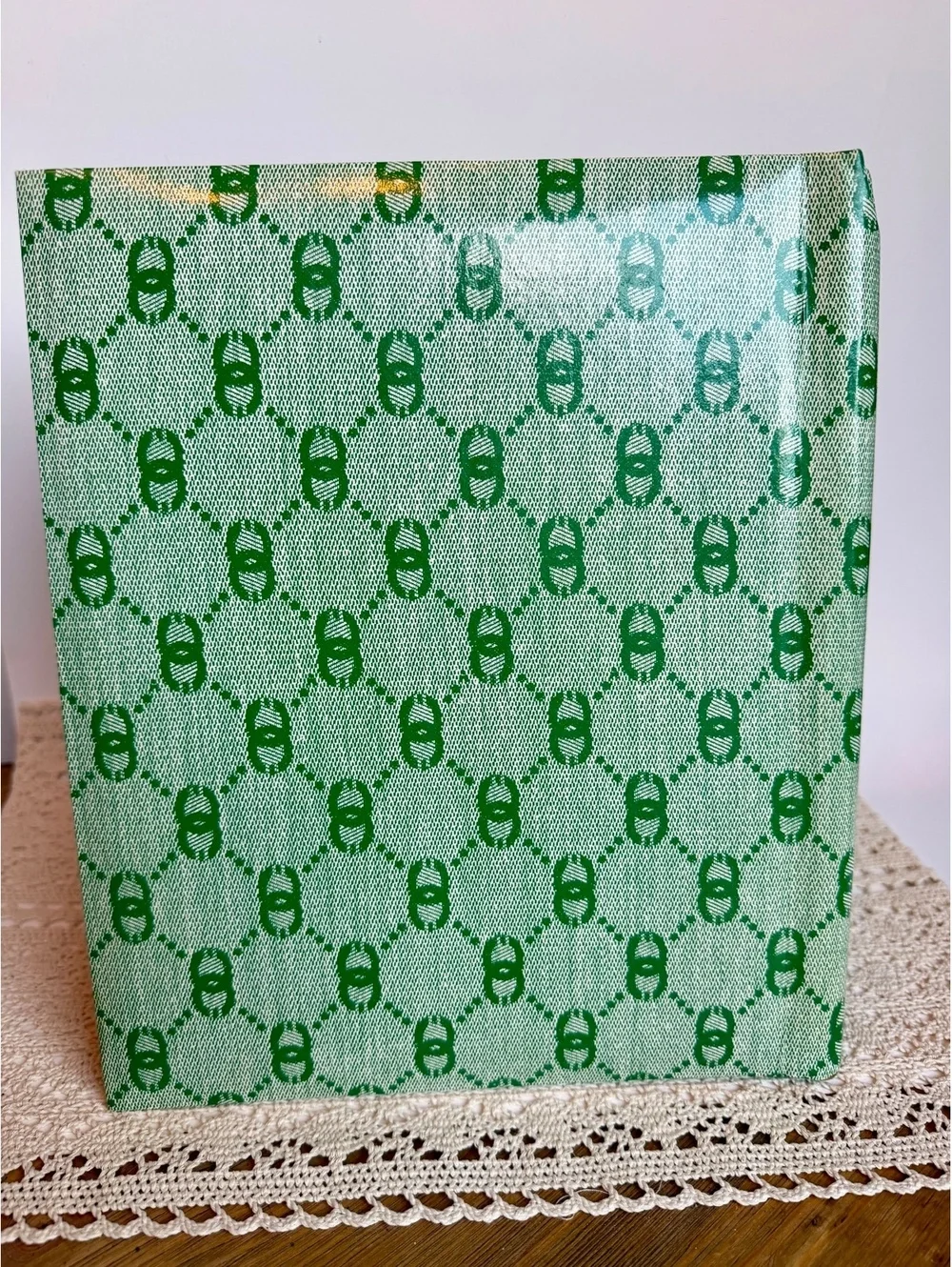 Vintage Green Geometric Dry Mount Photo Album Spiral Bound Retro Photo Book